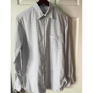 Onward Reserve Lebel shirt Men size M blue/beige/white long sleeve 100% cotton